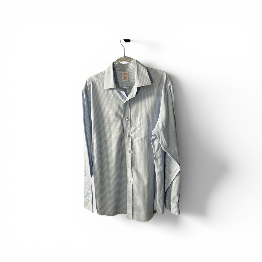 Brooks Brothers Madison Dress Shirt Mens 16-36 Blue Pinstripe Supima Cotton